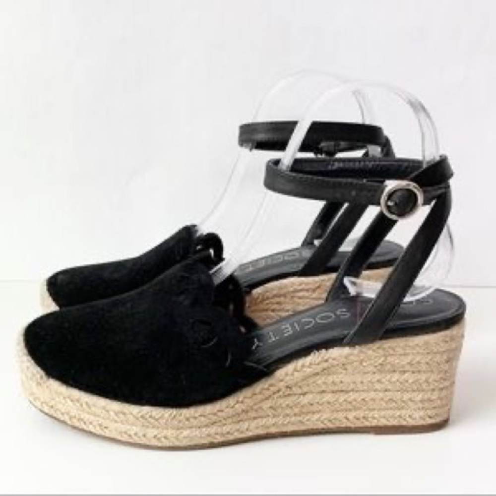 Sole Society Calysa Black Espadrille Wedge | 6